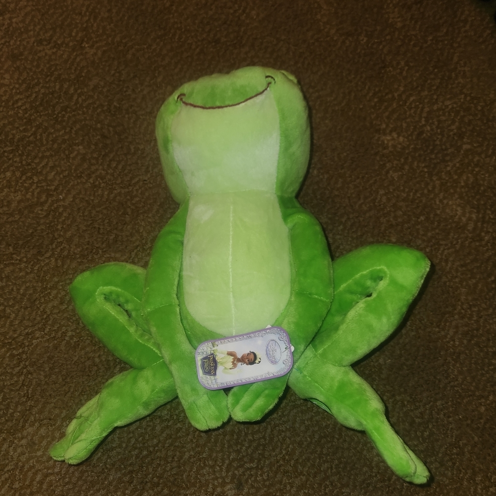 Princess and the Frog Disney Store Tiana as Frog Plush 14" NWT